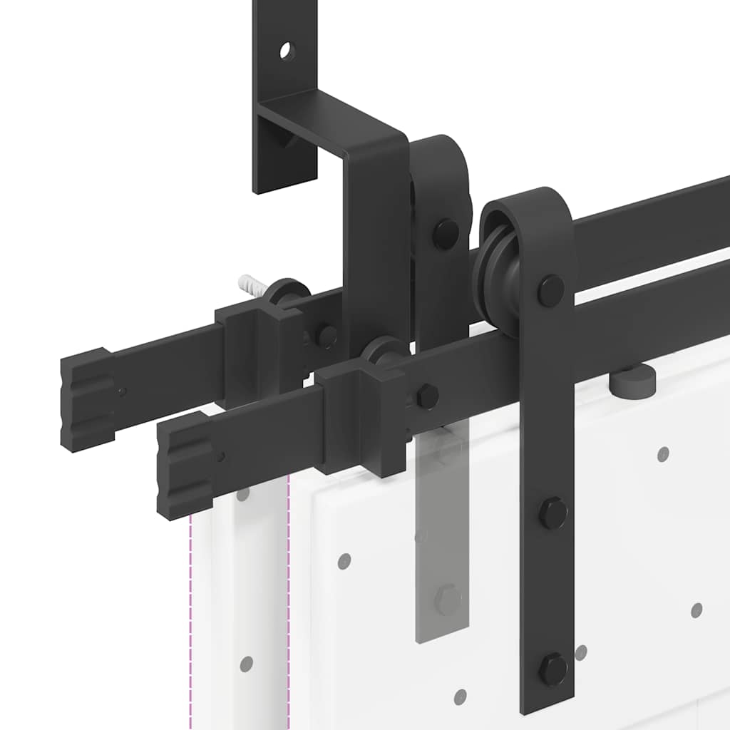 Kit di Binari per Porte Scorrevoli 305 cm Acciaio Nero | homemem39