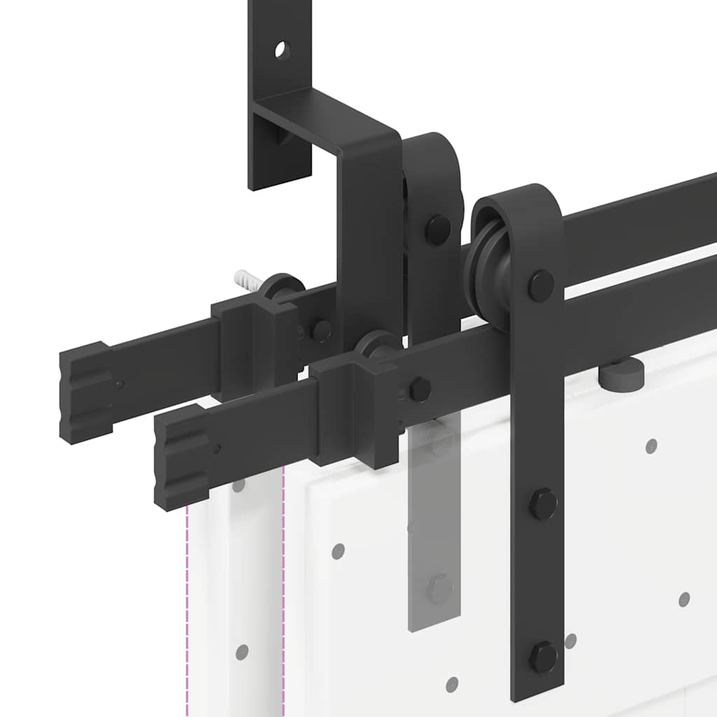 Kit di Binari per Porte Scorrevoli 427 cm Acciaio Nero | homemem39