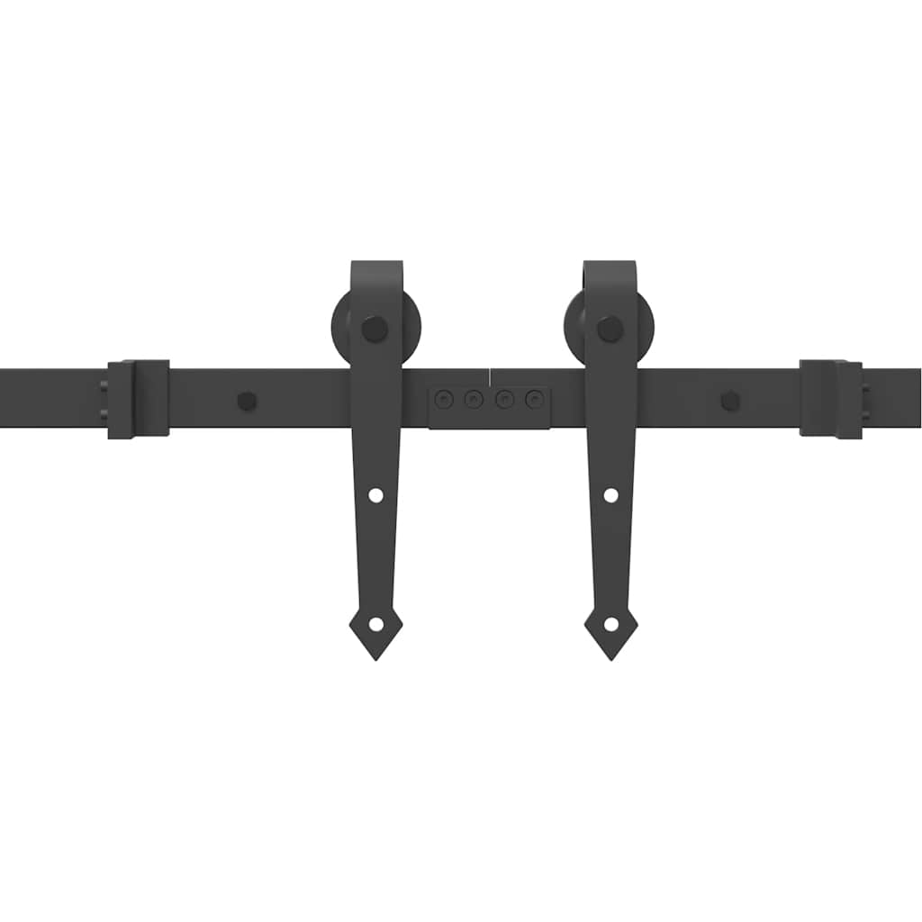 Kit di Binari per Porte Scorrevoli 305 cm Acciaio Nero | homemem39