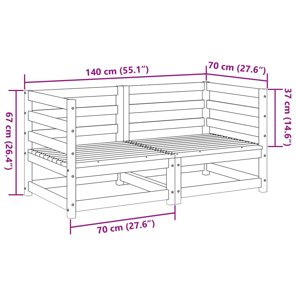 Set Divani da Giardino 2 pz in Legno Massello Abete Douglas | homemem39
