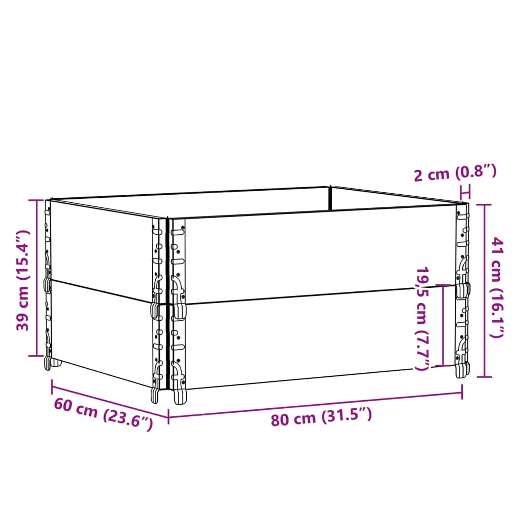 Paretali per Pallet 2pz Grigi 80x60cm in Legno Massello di Pino | homemem39