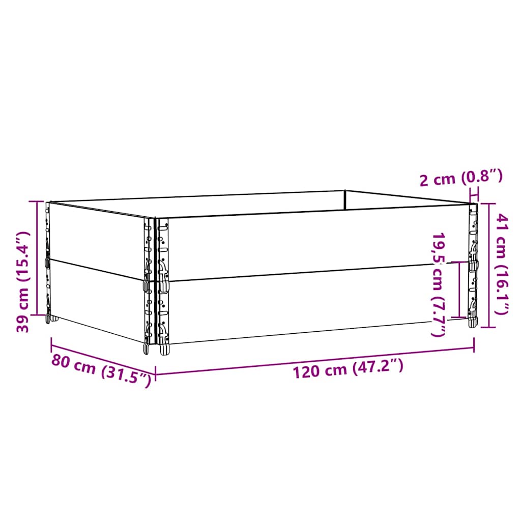 Paretali per Pallet 2 pz 120x80 cm in Legno Massello di Pino