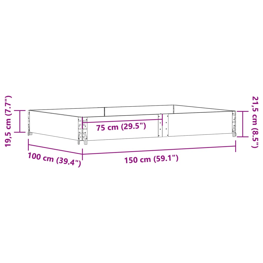 Paretale per Pallet Nero 150x100 cm in Legno Massello di Pino | homemem39