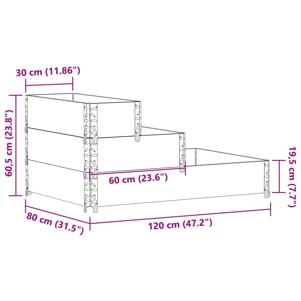Fioriera Rialzata a 3 Livelli Grigia 120x80 cm Legno di Pino | homemem39