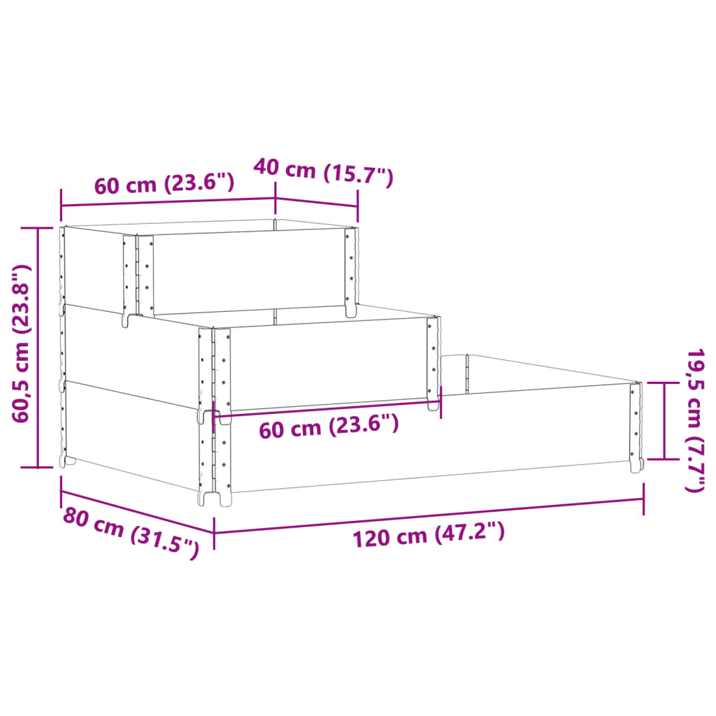 Fioriera Rialzata 3 Livelli 120x80 cm Legno Massello di Pino | homemem39