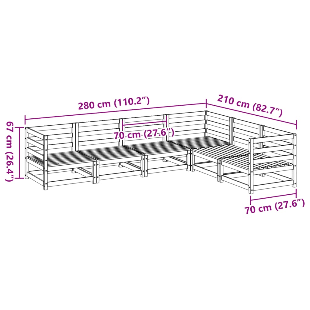 Set Divani da Giardino 6 pz in Legno Massello Abete Douglas | homemem39