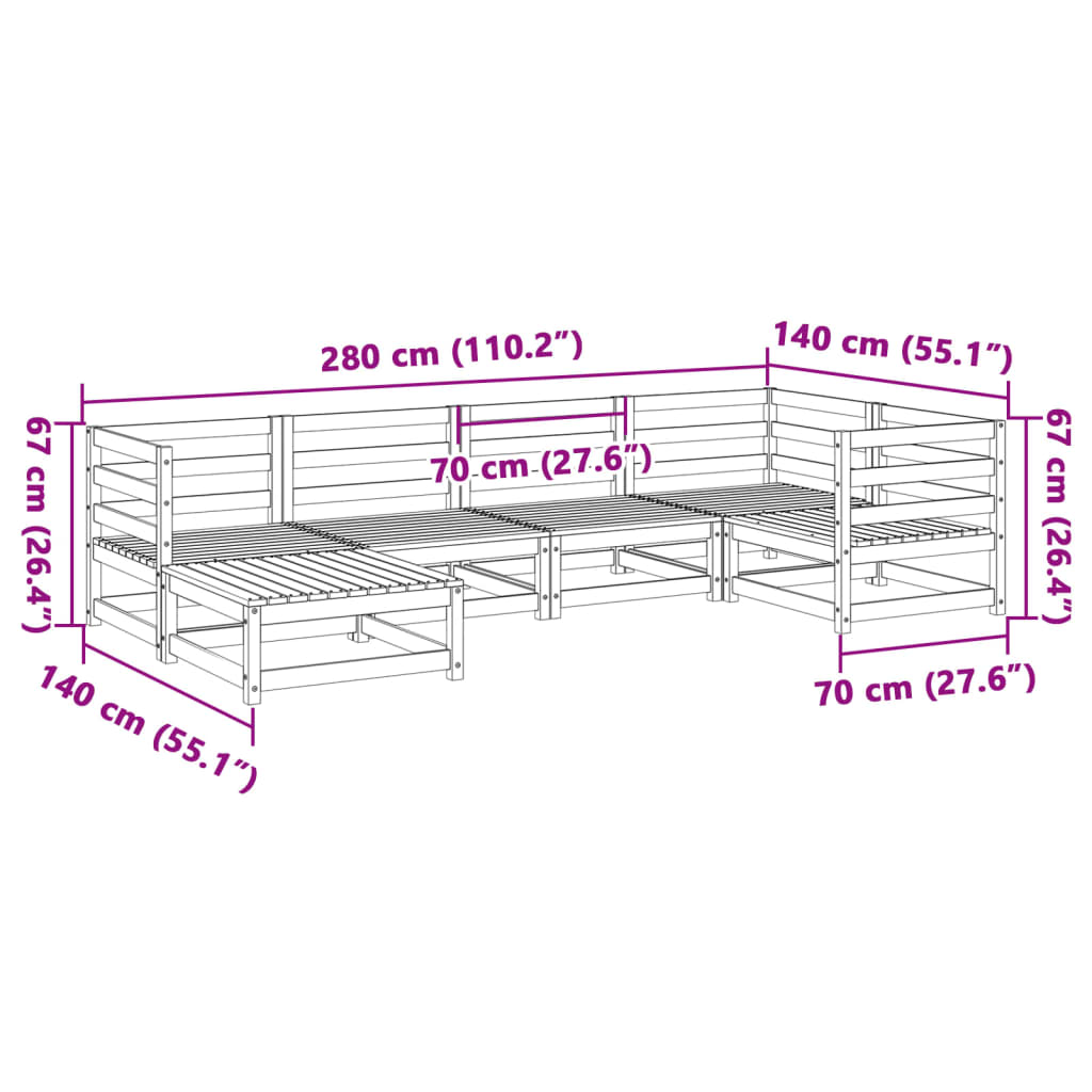Set Divani da Giardino 6 pz in Legno Massello di Pino | homemem39