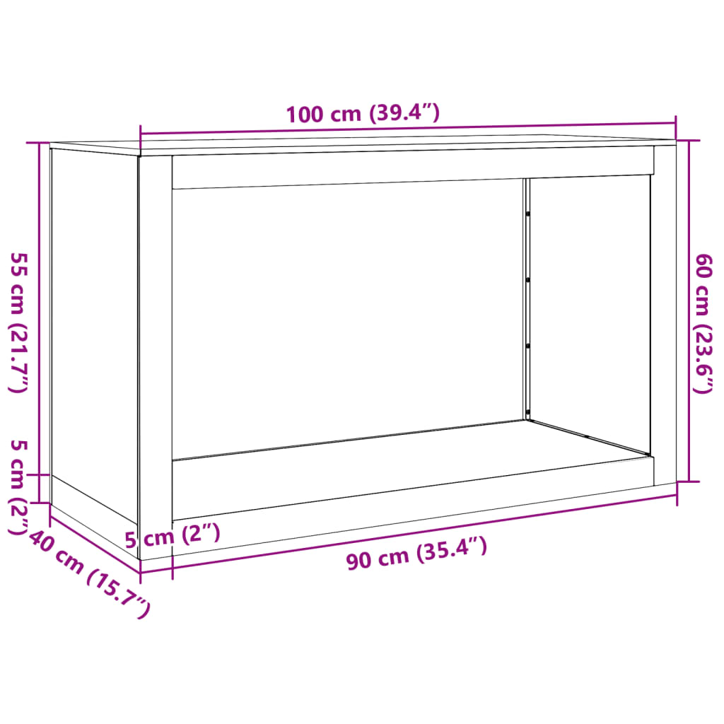 Rastrelliera per Legna da Ardere Nera 100x40x60 cm in Acciaio | homemem39