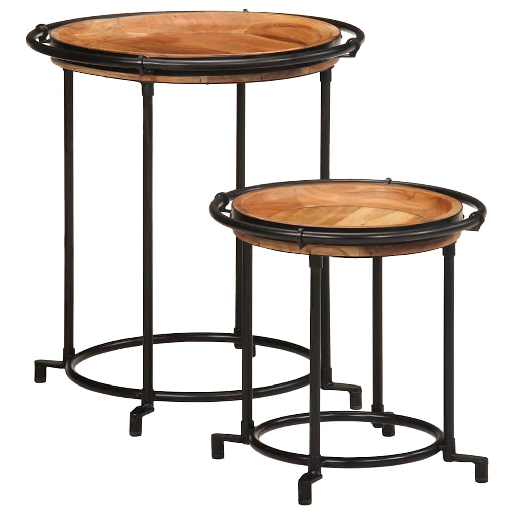 Set Tavolino 2 pz in Legno Massello di Acacia | homemem39