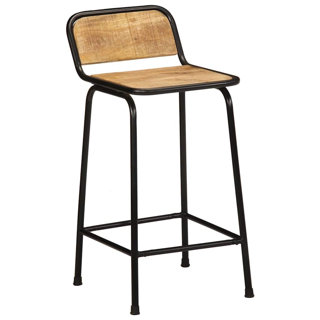 Sgabelli da Bar 2 pz 46x35,5x80 cm Legno Massello Grezzo Mango | homemem39