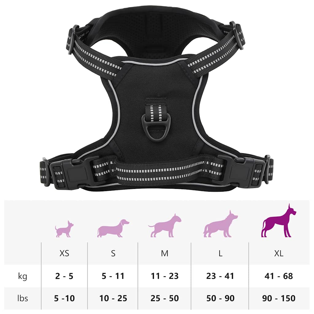 Pettorina per Cani con Strisce Riflettenti Regolabile Nera XL | homemem39