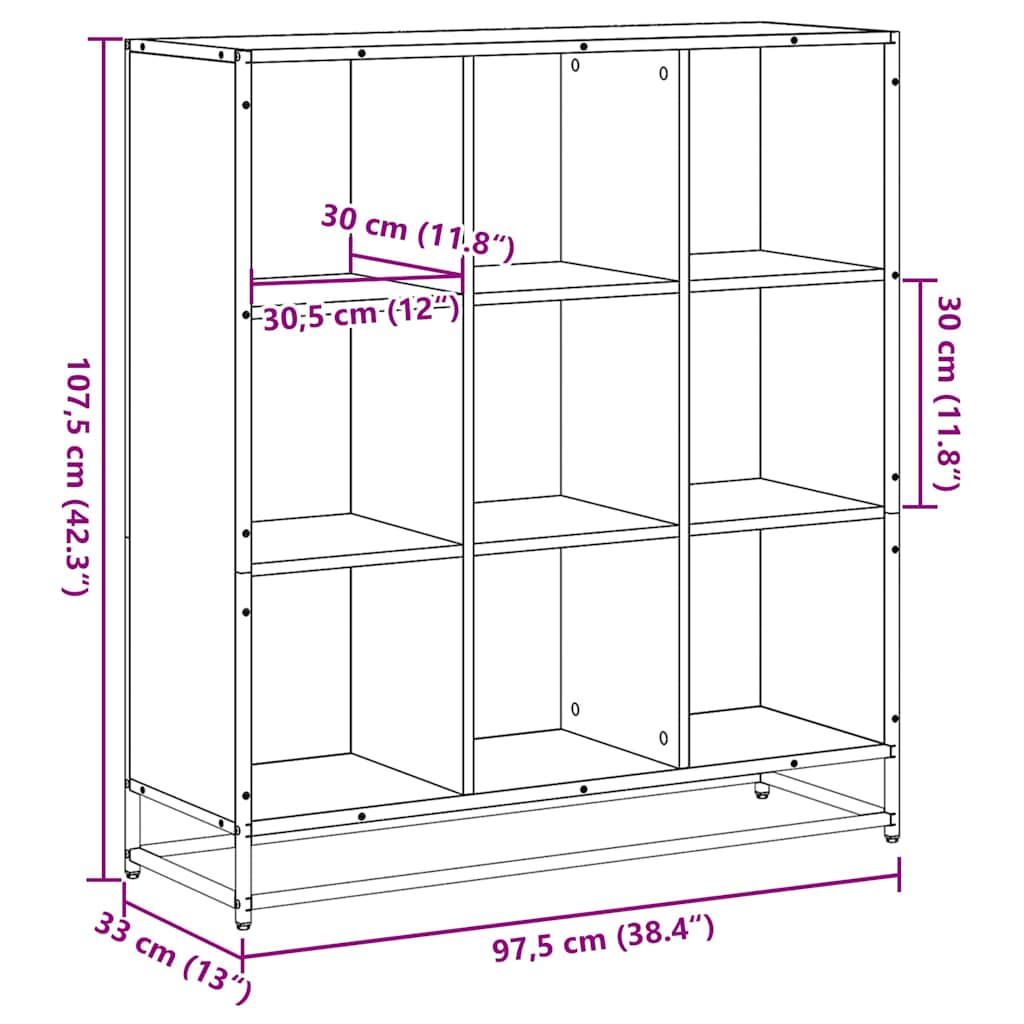 Libreria Rovere Marrone 97,5x33x107,5 cm Multistrato e Metallo