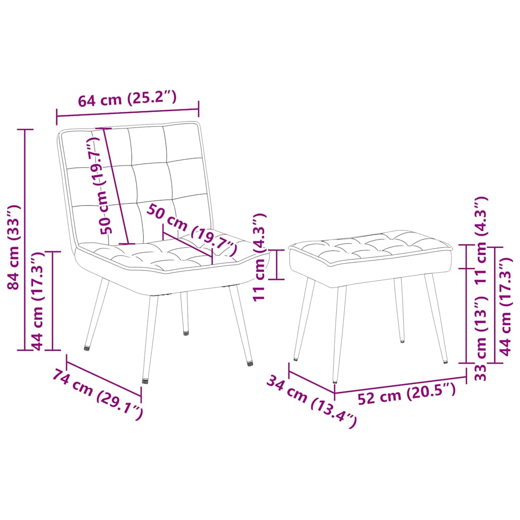 Poltrona Relax con Poggiapiedi Grigia in Velluto - homemem39