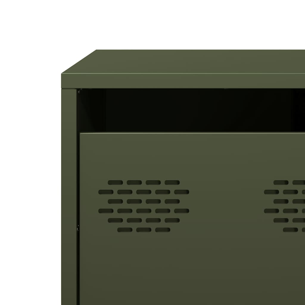 Tavolino Verde Oliva 68,5x50x43,5 cm Acciaio Laminato a Freddo