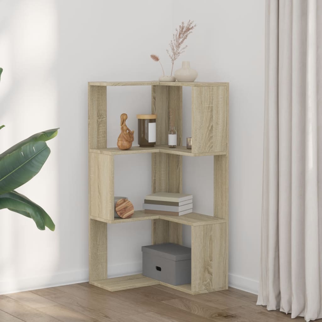 Libreria Angolare 3 Ripiani Rovere Sonoma 50x50x102 cm Legno - homemem39