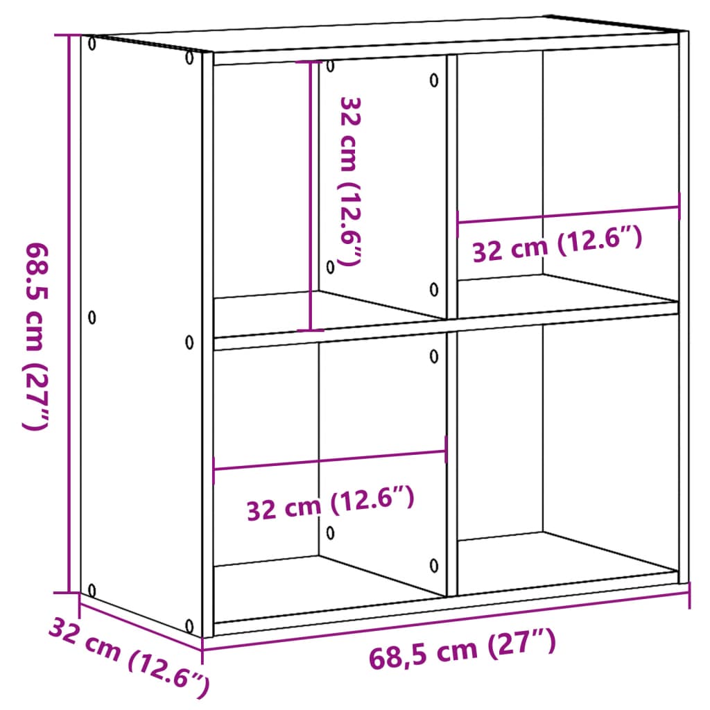 Libreria Grigio Sonoma 68,5x32x68,5 cm in Legno Multistrato | homemem39