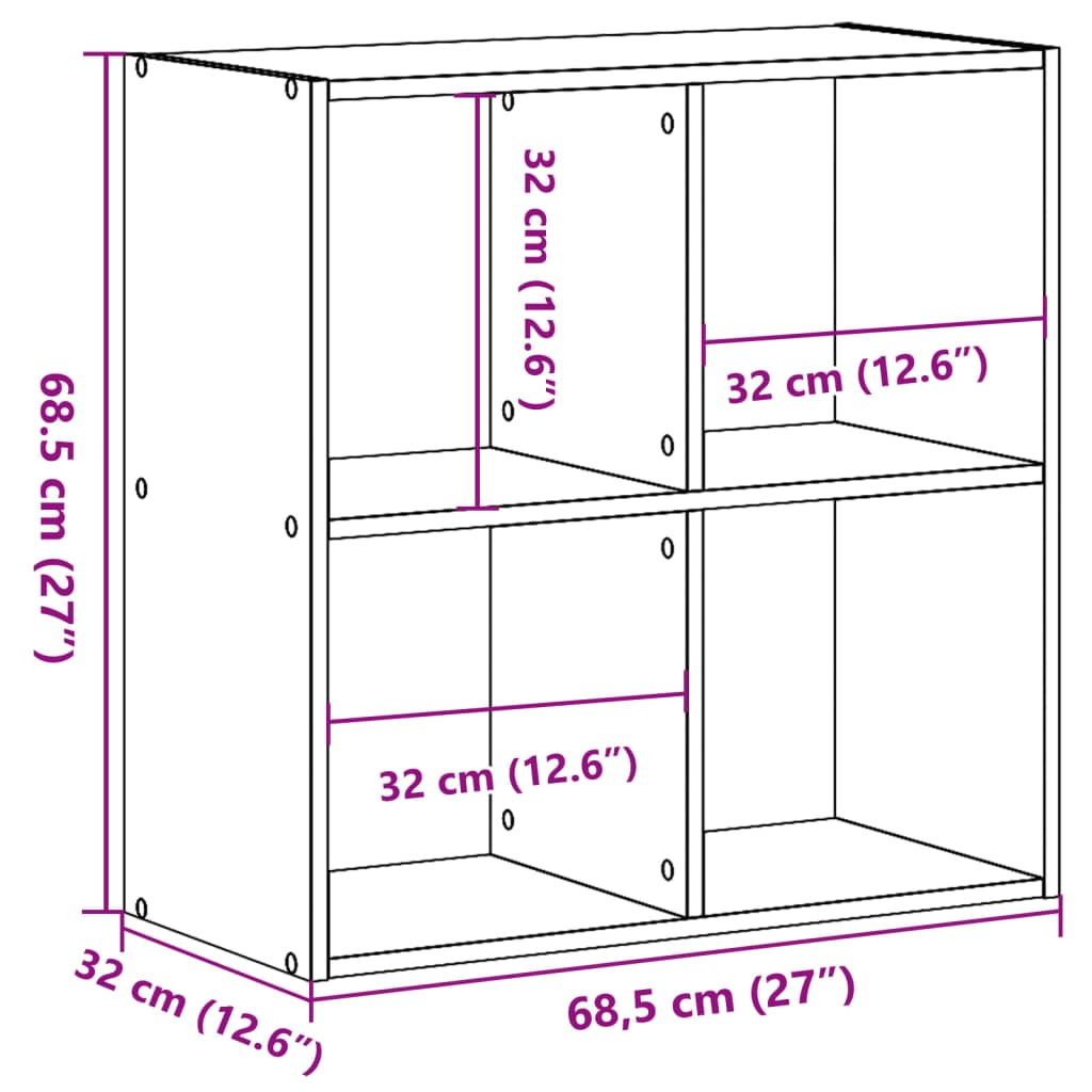 Libreria Legno Antico 68,5x32x68,5 cm in Legno Multistrato | homemem39