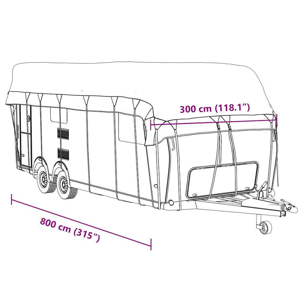 Telo per Roulotte Grigio 800x300 cm in Tessuto Non Tessuto | homemem39