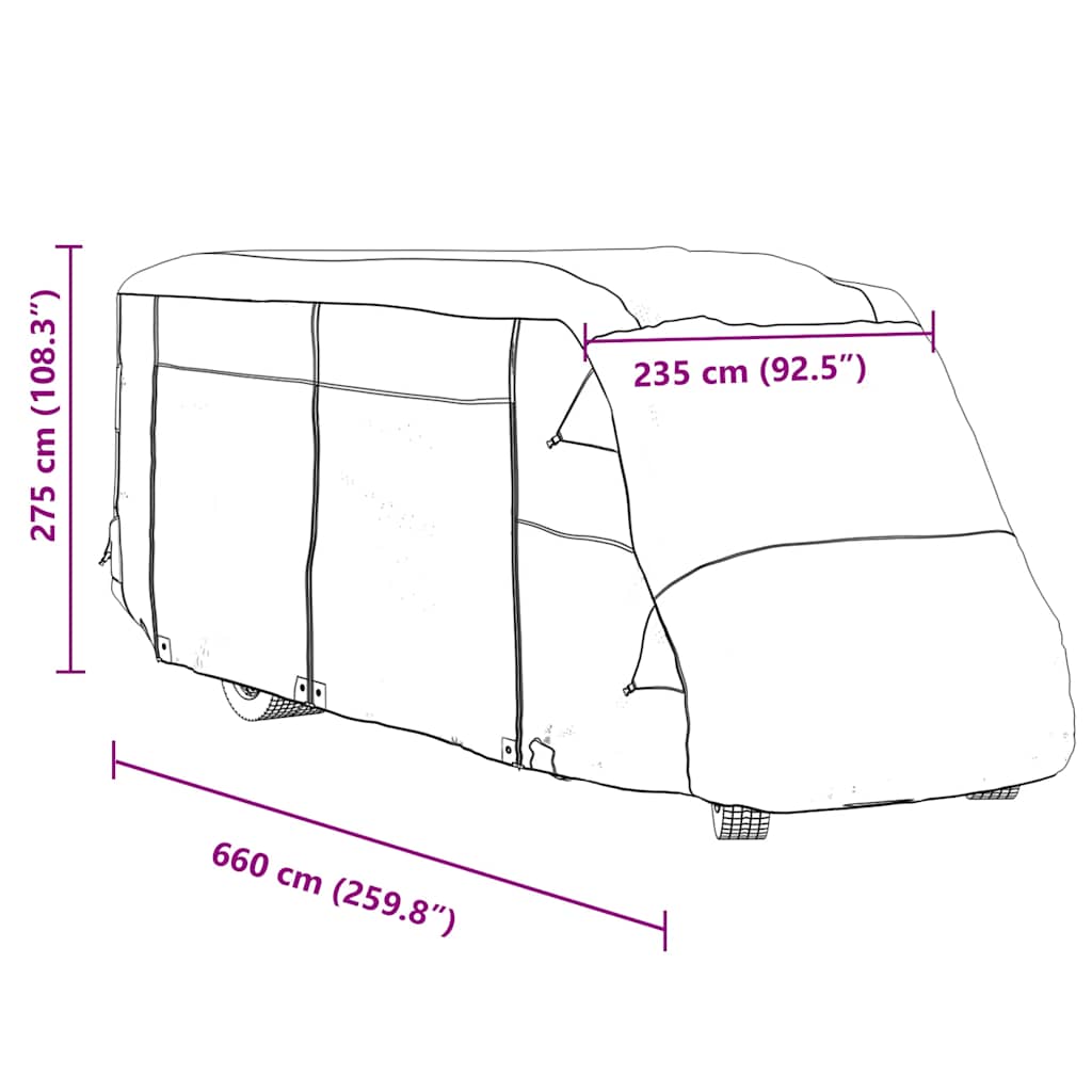 Telo per Camper Grigio 660x235x275 cm in Tessuto Non Tessuto
