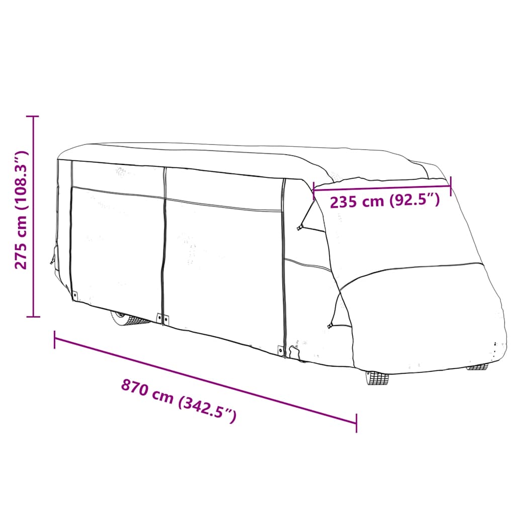 Telo per Camper Grigio 870x235x275 cm in Tessuto Non Tessuto | homemem39