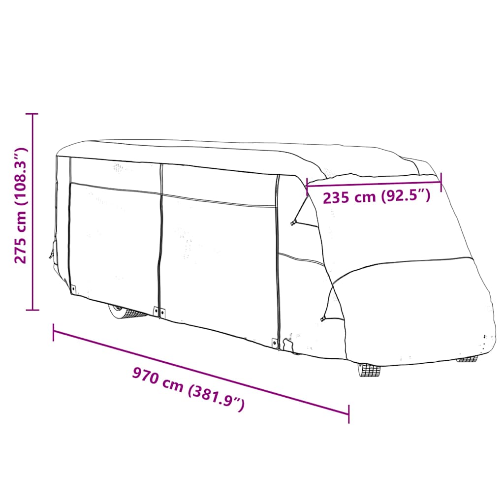 Telo per Camper Grigio 970x235x275 cm in Tessuto Non Tessuto