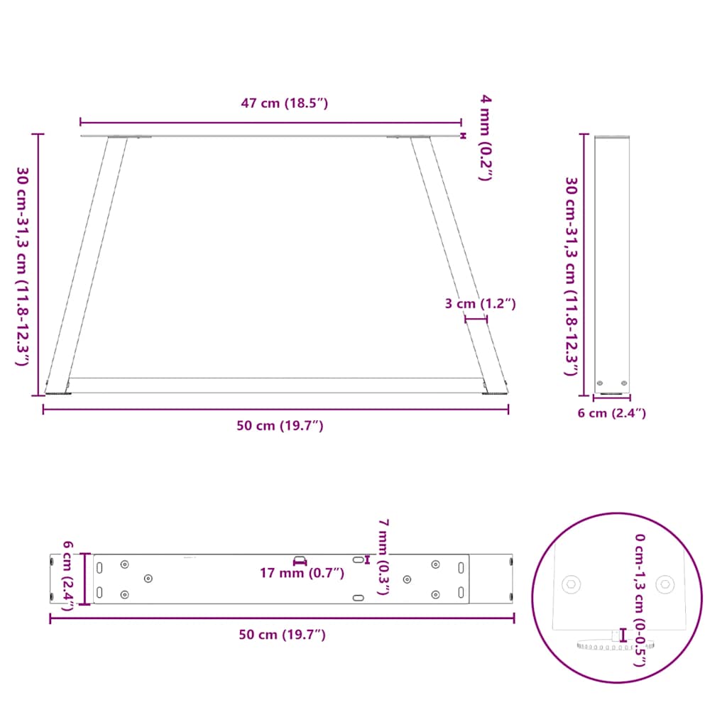 Gambe per Tavolino da Caffè a Forma di V 2 pz Antracite 50x(30-31,3) cm Acciaio | homemem39