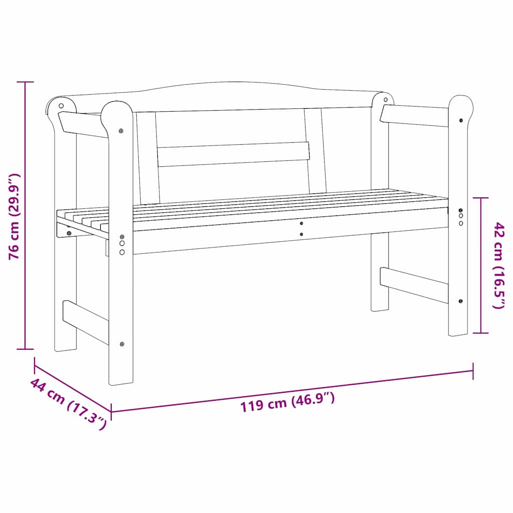Panchina da esterno Marrone 119 x 44 x 76 cm Pino massello | homemem39
