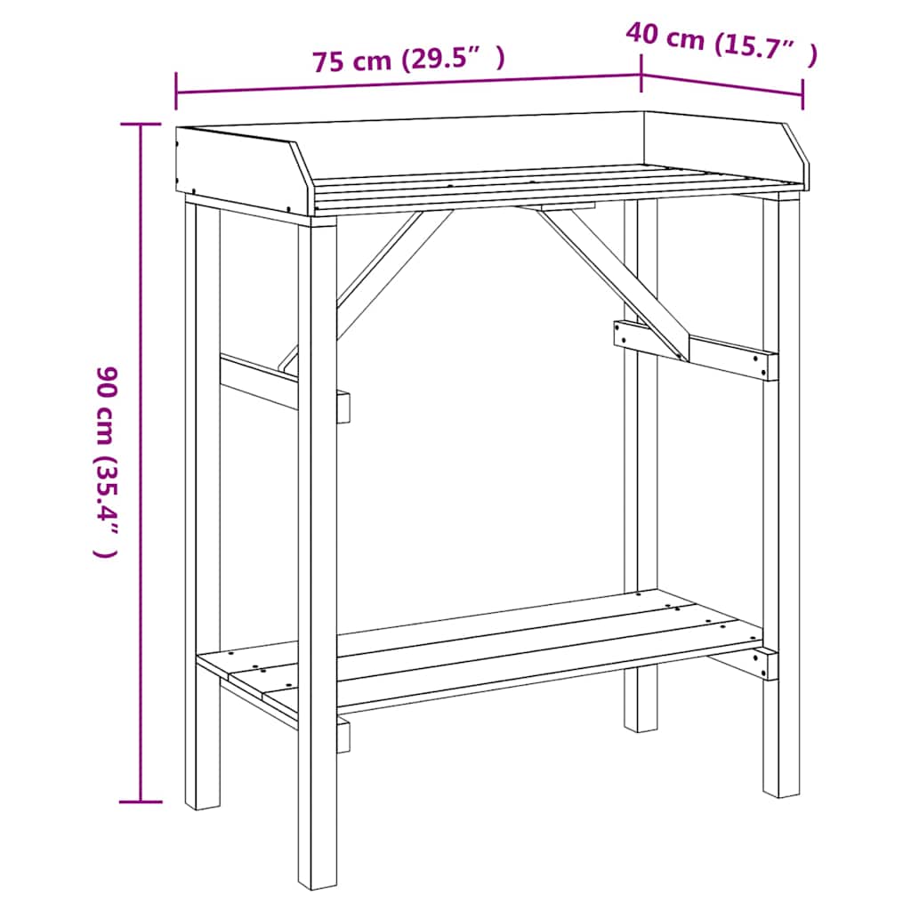 Tavolo da rinvaso Naturale 75 x 40 x 90 cm Legno di Pino Solido | homemem39