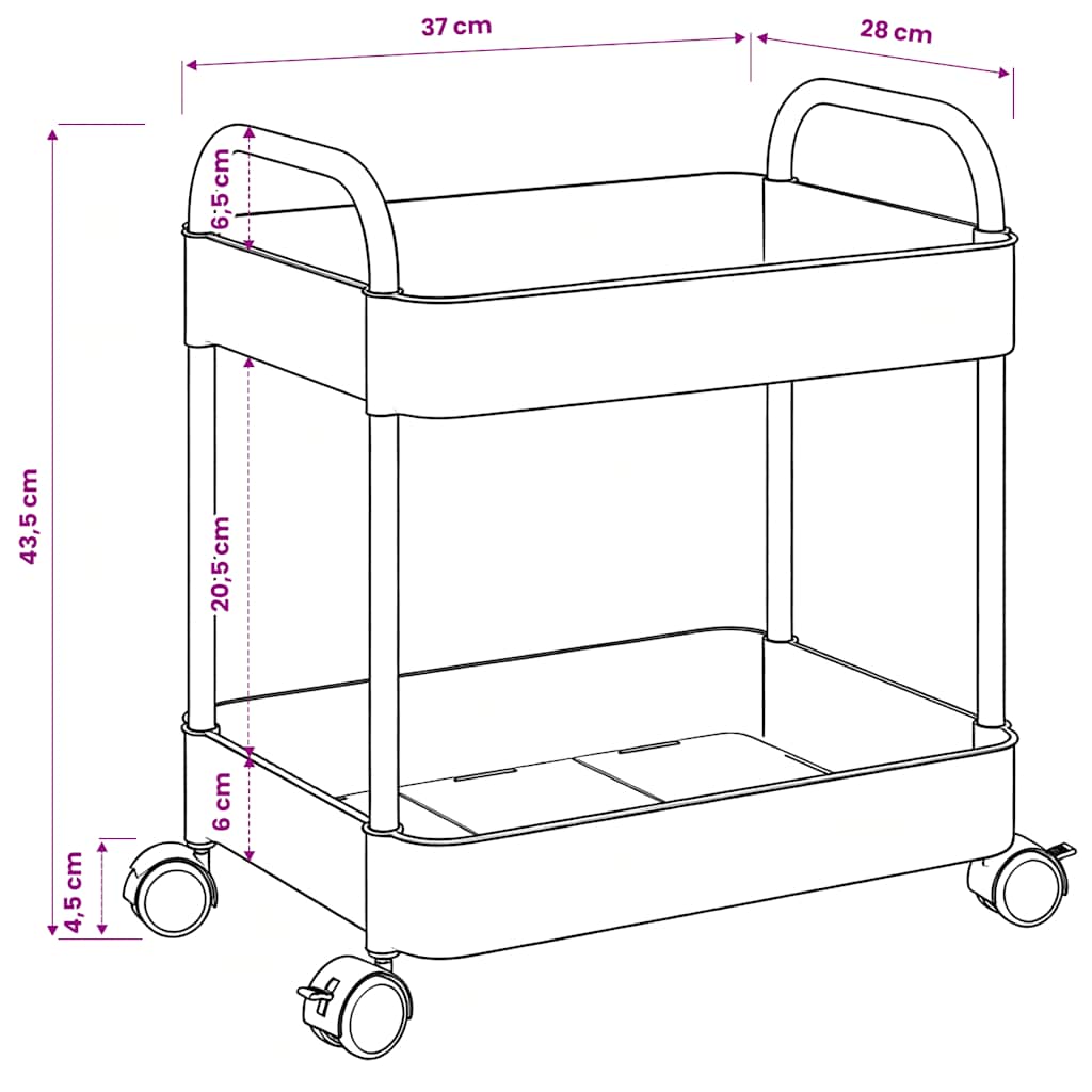 Carrello Portaoggetti a 2 Livelli 37x28x43,5 cm in Acrilico | homemem39