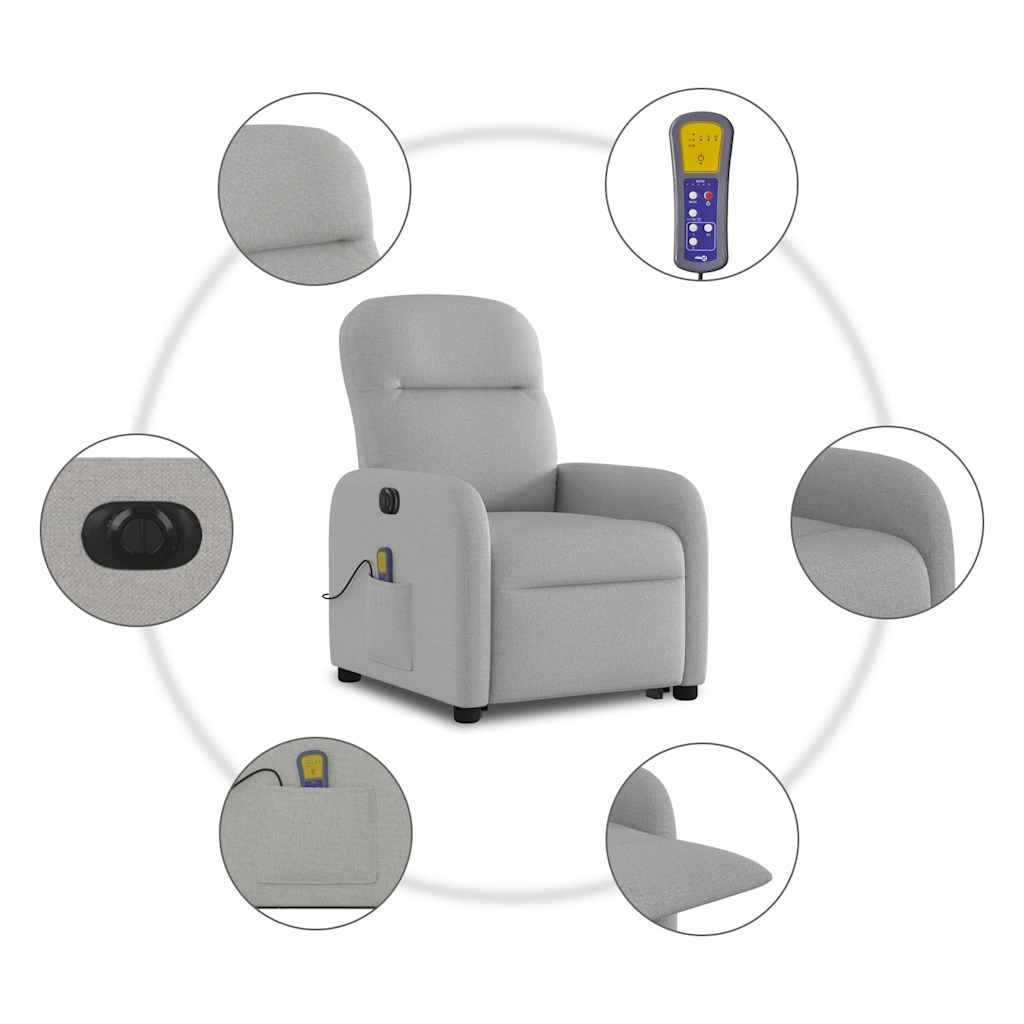 Poltrona Alzapersona Massaggi Elettrica Grigio Nuvola Tessuto | homemem39