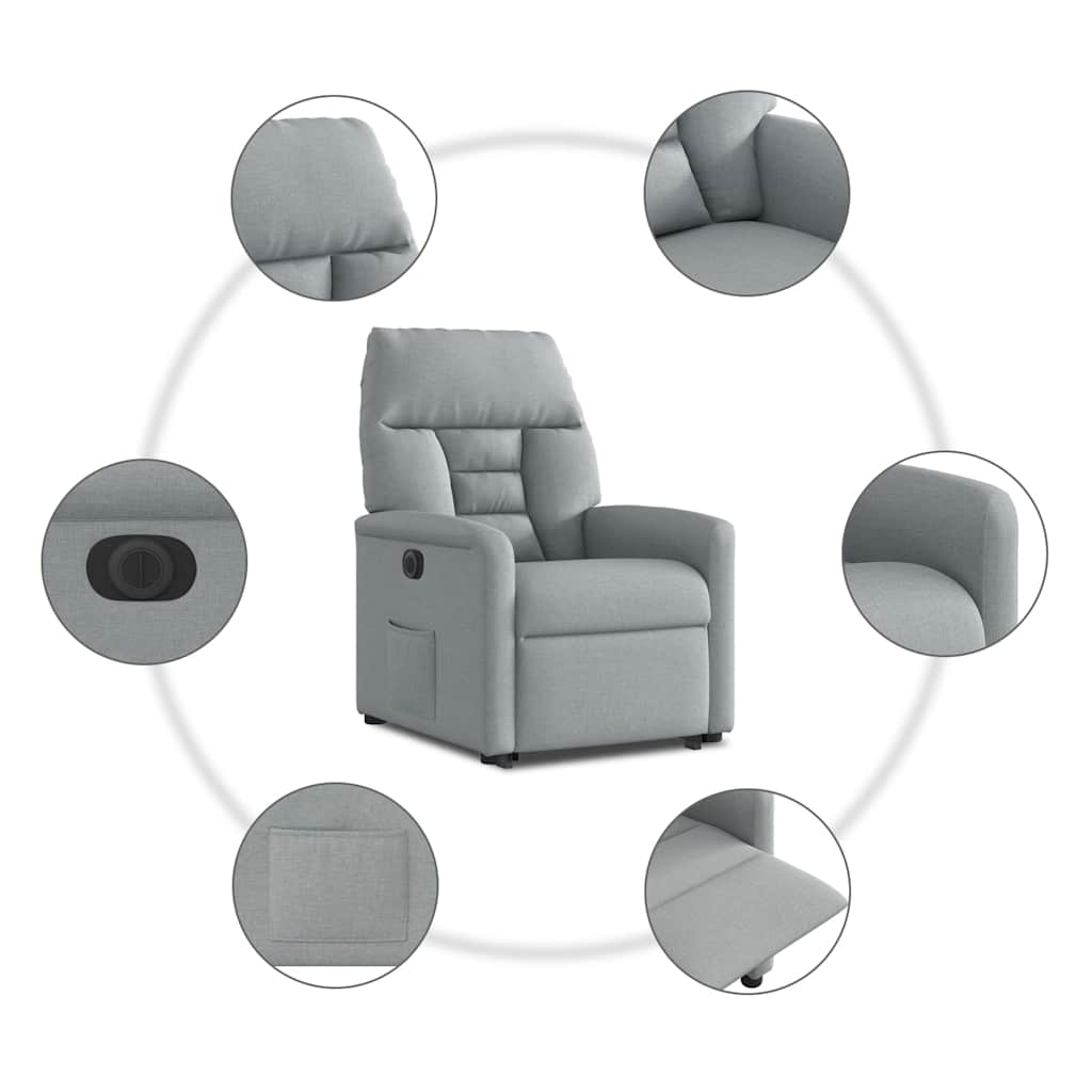 Poltrona Reclinante Alzapersona Elettrica Grigio Chiaro Tessuto