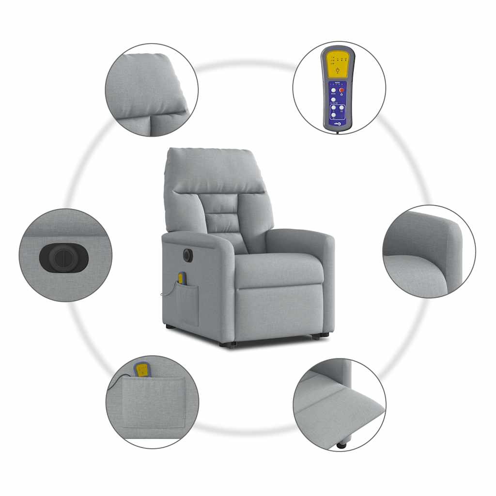 Poltrona Alzapersona Massaggi Elettrica Grigio Chiaro Tessuto | homemem39