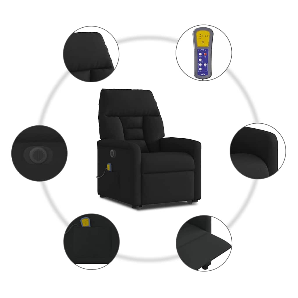 Poltrona Alzapersona Massaggiante Elettrica Nera in Tessuto | homemem39