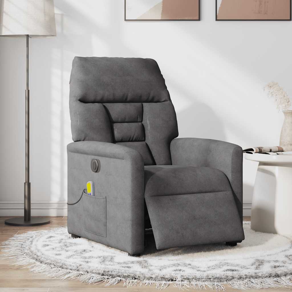 Poltrona Reclinante Massaggi Elettrica Grigio Scuro Microfibra | homemem39