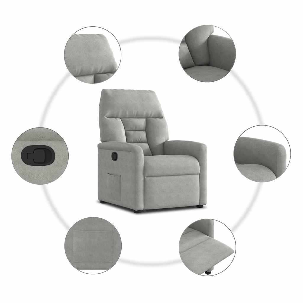 Poltrona Alzapersona Reclinabile Grigio Chiaro Microfibra