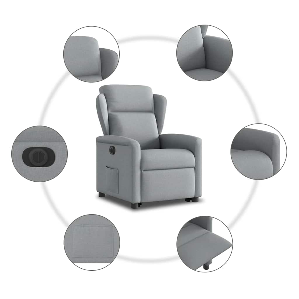 Poltrona Reclinante Alzapersona Elettrica Grigio Chiaro Tessuto | homemem39
