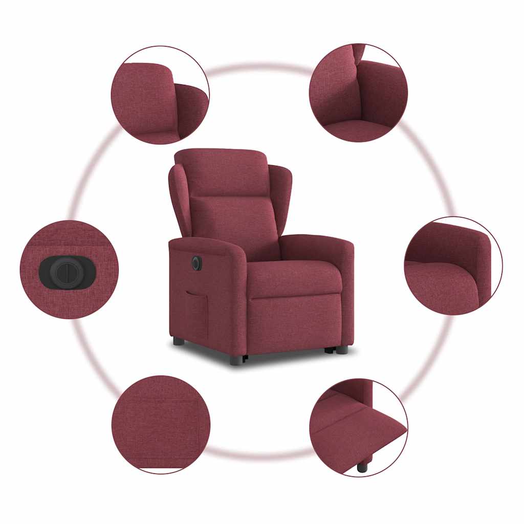 Poltrona Alzapersona Reclinabile Elettrica Rosso Vino Tessuto | homemem39