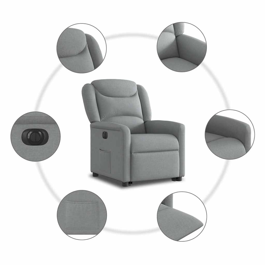 Poltrona Reclinante Alzapersona Elettrica Grigio Chiaro Tessuto | homemem39