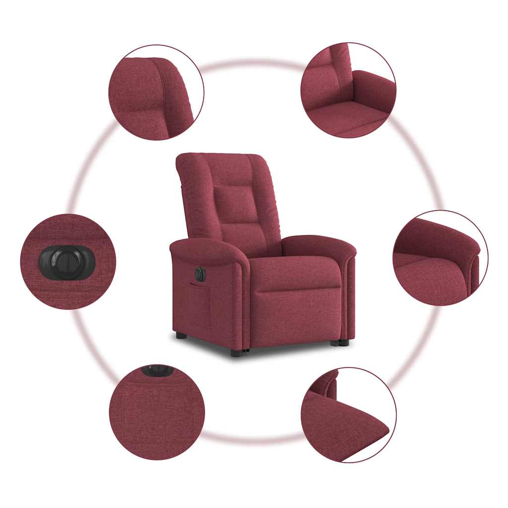 Poltrona Alzapersona Reclinabile Elettrica Rosso Vino Tessuto | homemem39