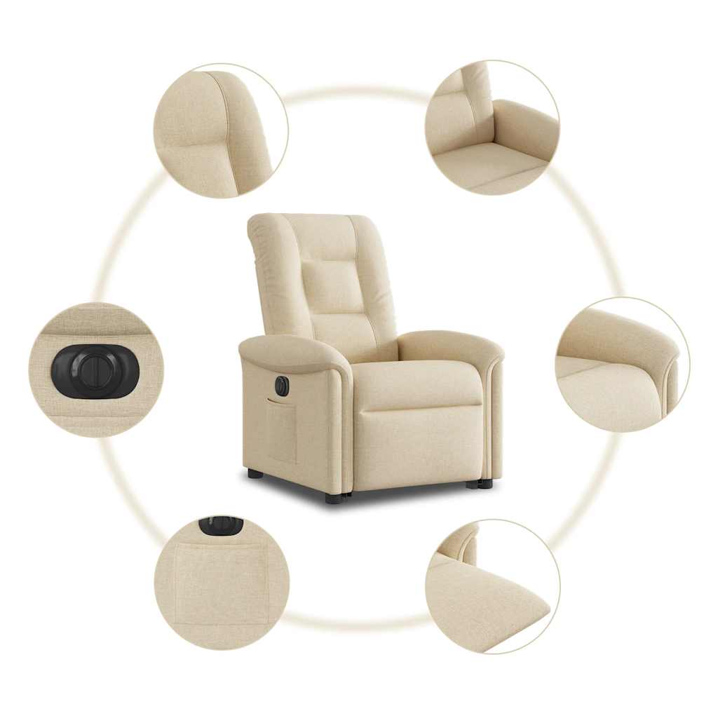 Poltrona Alzapersona Reclinabile Elettrica Crema in Tessuto | homemem39