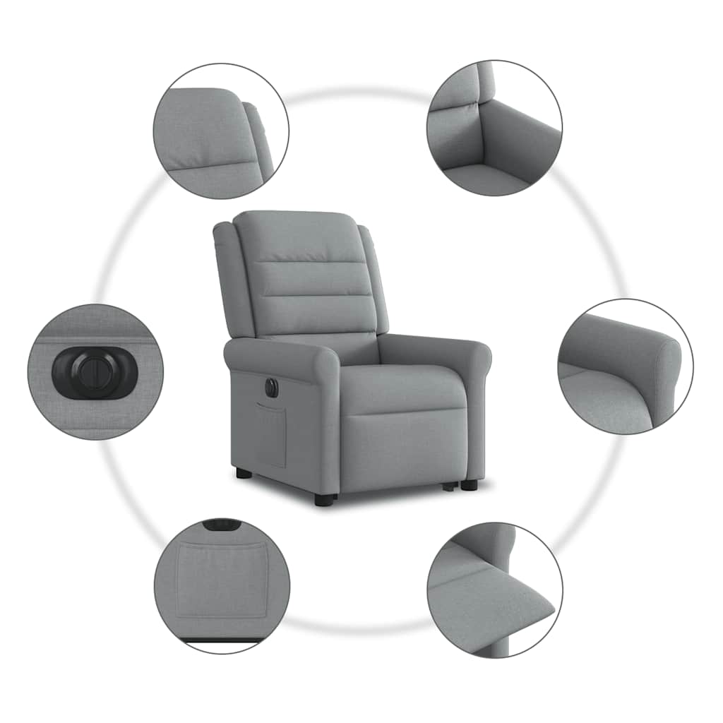 Poltrona Reclinante Alzapersona Elettrica Grigio Chiaro Tessuto | homemem39