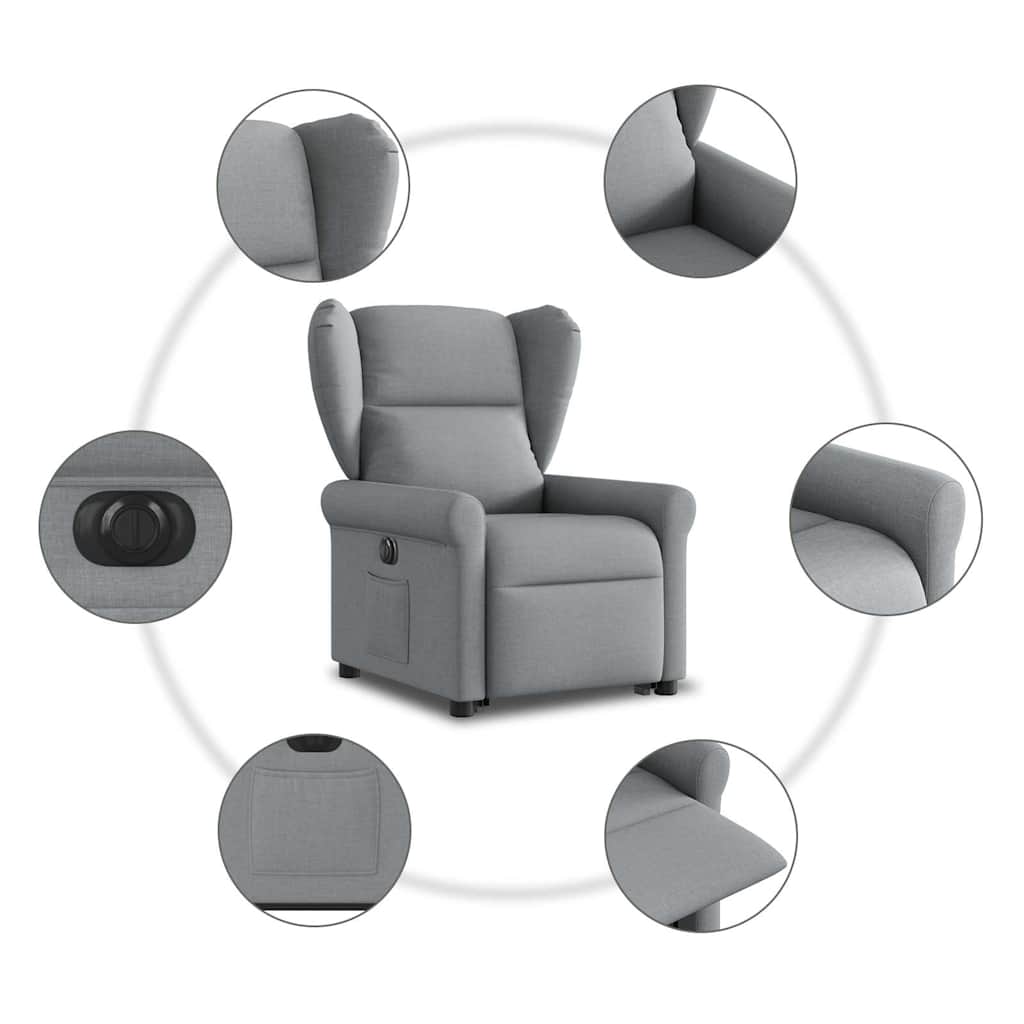 Poltrona Reclinante Alzapersona Elettrica Grigio Chiaro Tessuto | homemem39