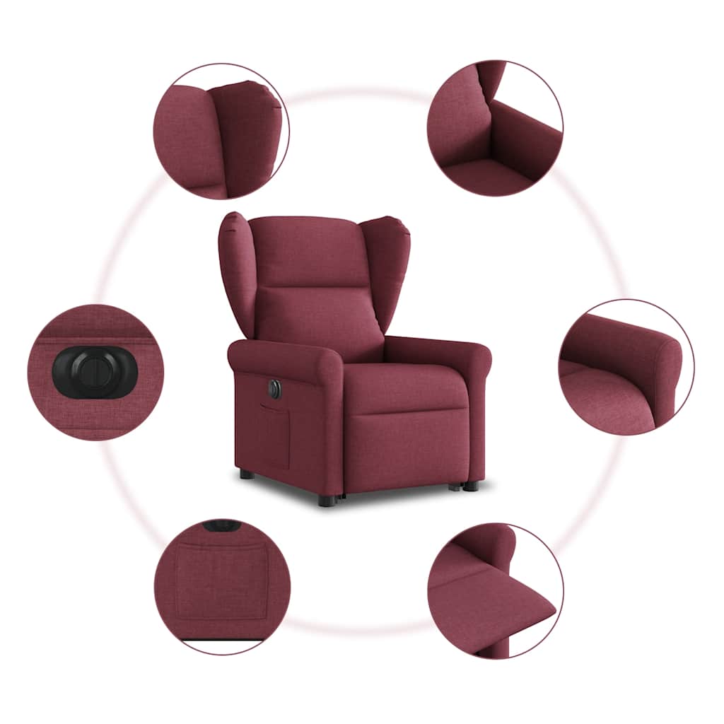 Poltrona Alzapersona Reclinabile Elettrica Rosso Vino Tessuto | homemem39