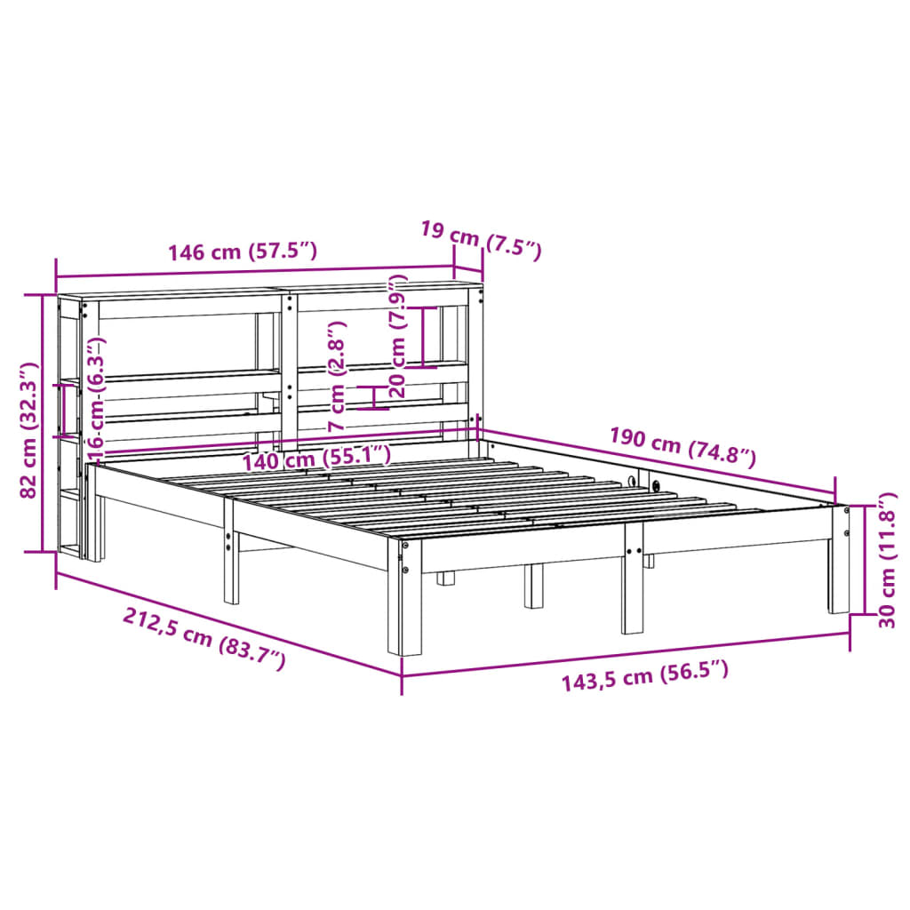 Giroletto con Testiera senza Materasso Bianco 140x190 cm | homemem39