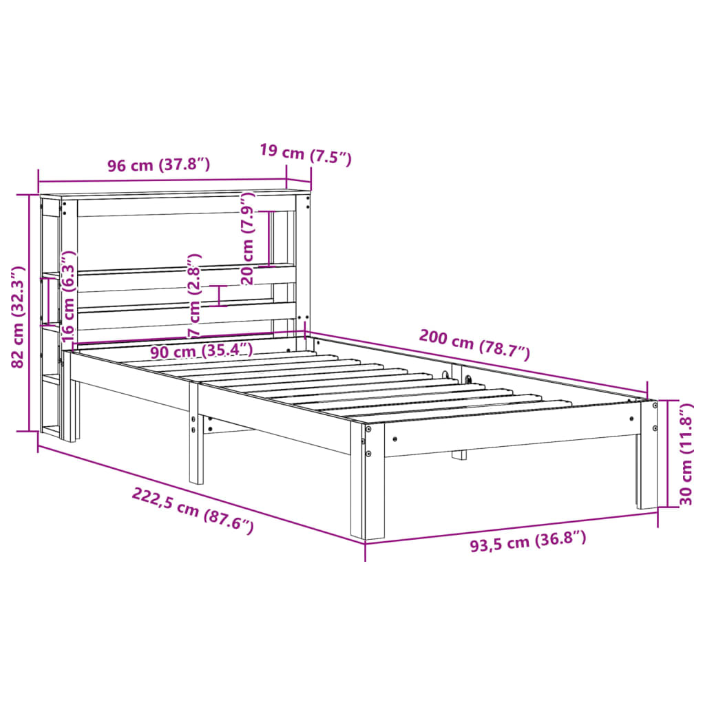 Giroletto con Testiera senza Materasso Bianco 90x200 cm | homemem39