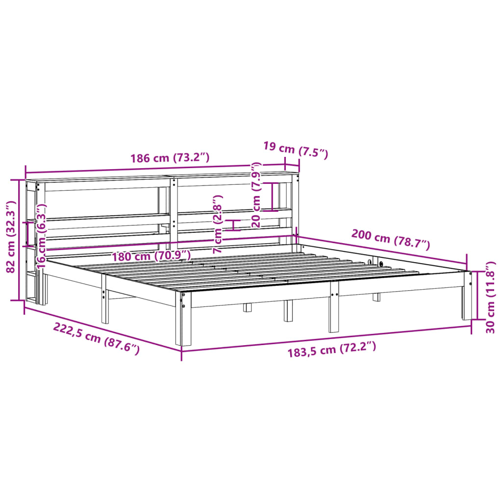 Giroletto con Testiera senza Materasso Bianco 180x200 cm | homemem39