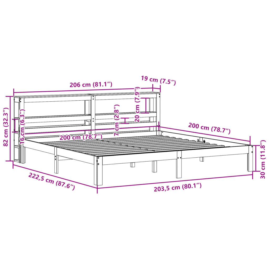 Giroletto con Testiera senza Materasso Bianco 200x200 cm | homemem39