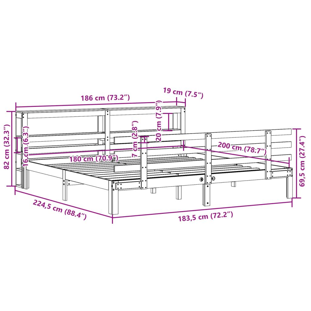 Giroletto con Testiera senza Materasso Bianco 180x200 cm | homemem39