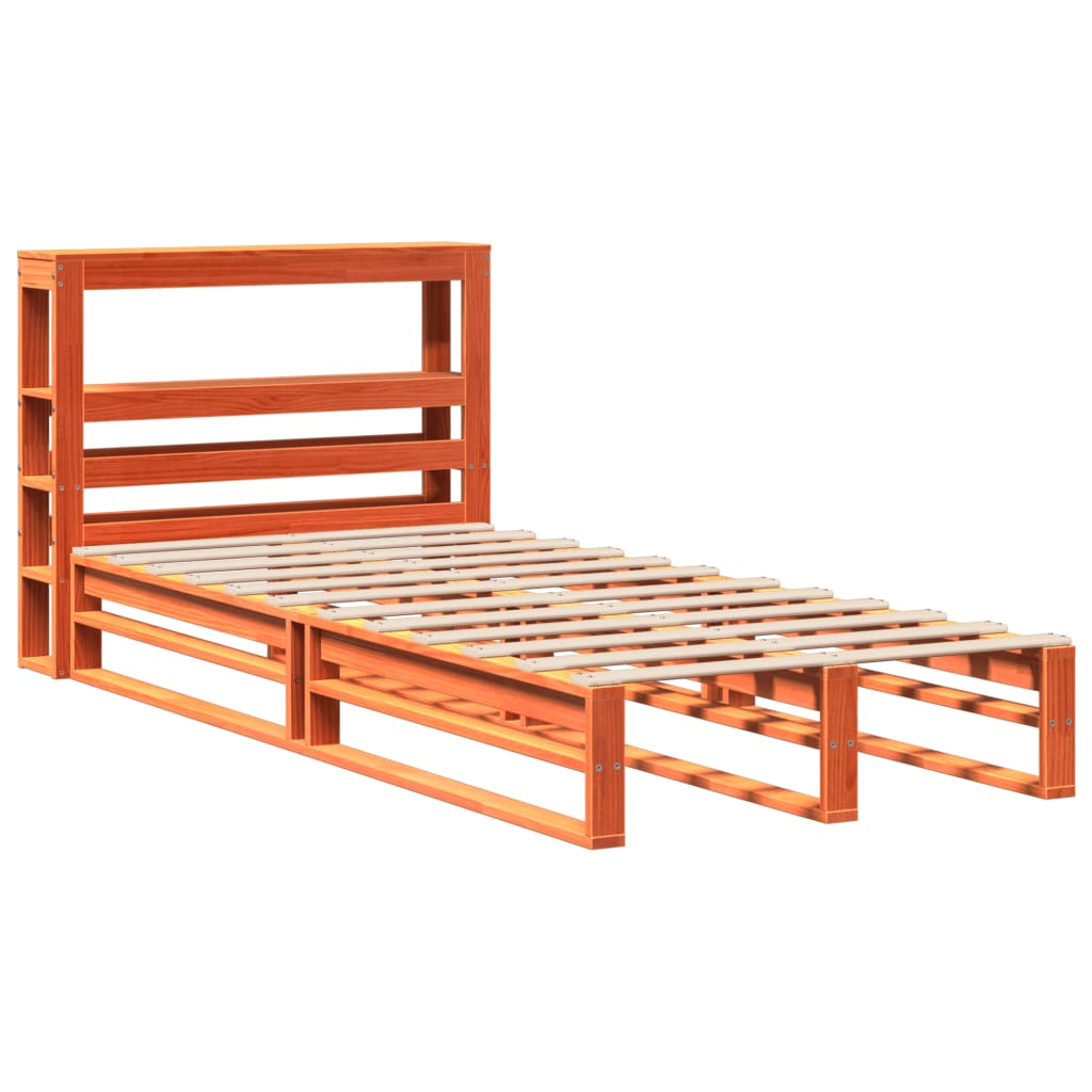 Letto senza Materasso Marrone Cera 100x200 cm in Legno di Pino | homemem39