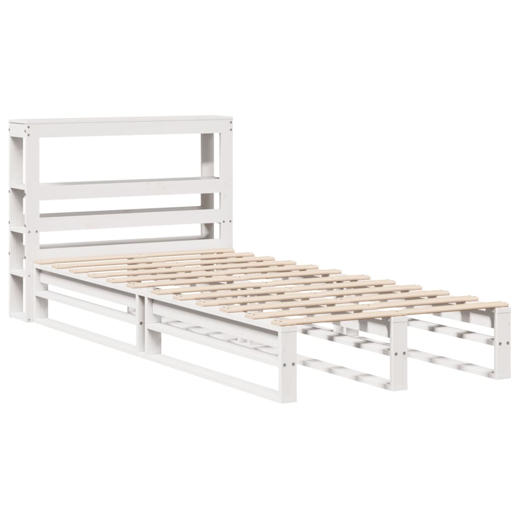 Letto senza Materasso Bianco 75x190 in Legno Massello di Pino | homemem39